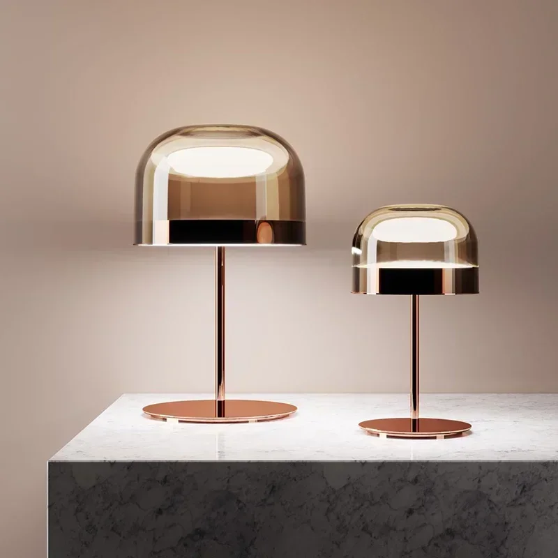 Lámpara de mesa de dormitorio de oro rosa Luminaria Mesa diseño moderno lámpara de mesita de noche decoración de dormitorio luz de escritorio grande para sala de estar