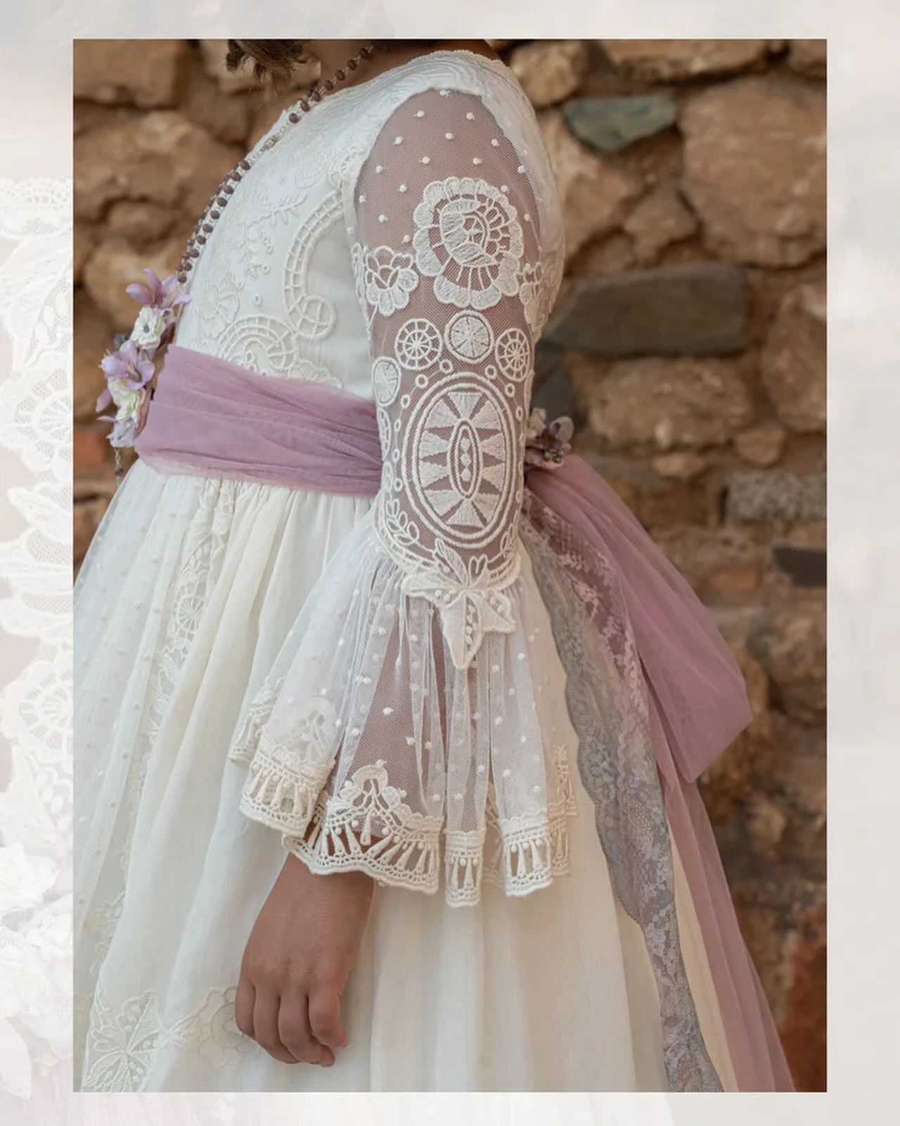 FATAPAESE-Robe de Princesse en Dentelle pour Fille, Personnalisée, Ruban Floral Rose, Ceinture à Nministériels d, Demoiselle d'Honneur, Tenue de Soirée de Mariage