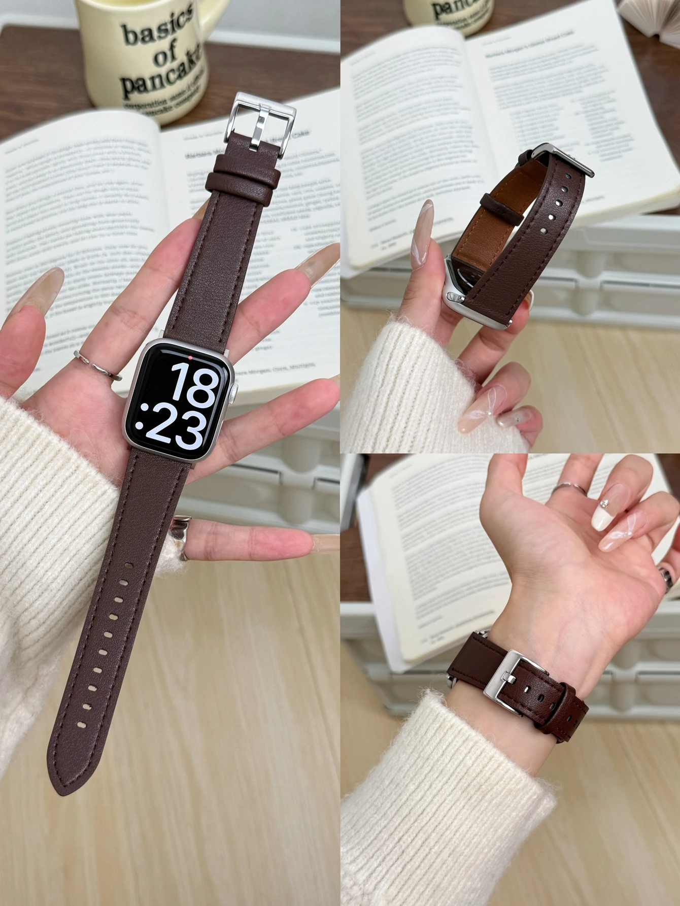 حلقة جلدية لسوار ساعة أبل للنساء سلسلة الترا 11/10/9/8/7/6 38 مللي متر 40 مللي متر 41 مللي متر 42 مللي متر 44 مللي متر 45 مللي متر 46 مللي متر حزام