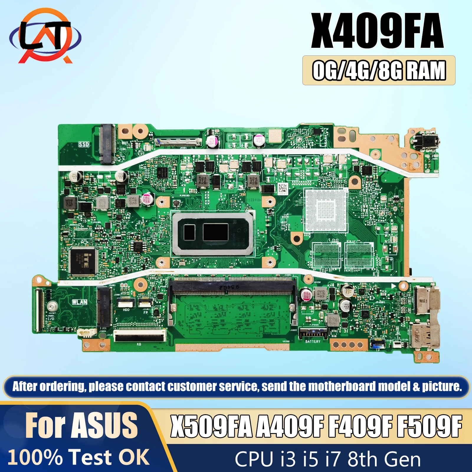 X409FA Mainboard For ASUS X509FA A409F F409F F509F A509F Laptop Motherboard CPU i3 i5 i7 8th Gen 0G/4G/8G-RAM