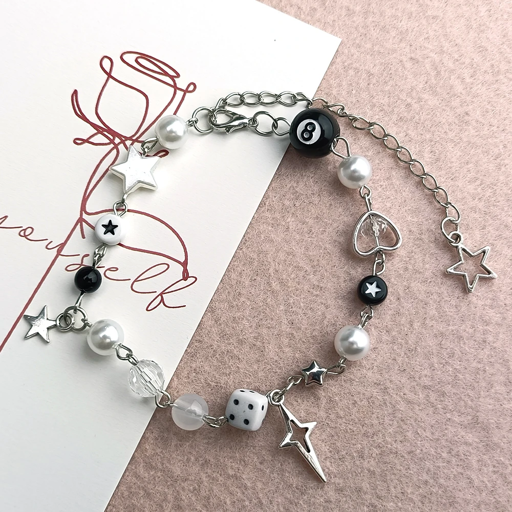 الرجعية سوار زوجين شقيقة اليدوية الإسورة التبعي الجوف ستار القمر رقم. 8 الكرة القلب الهيب هوب سوار سبائك الزنك