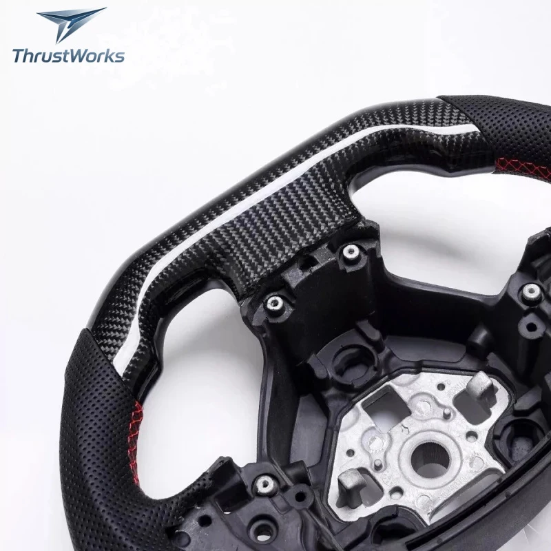 ThrustWorks Customized Black Carbon Fiber Racing Car Steering Wheel 2014-2019 New