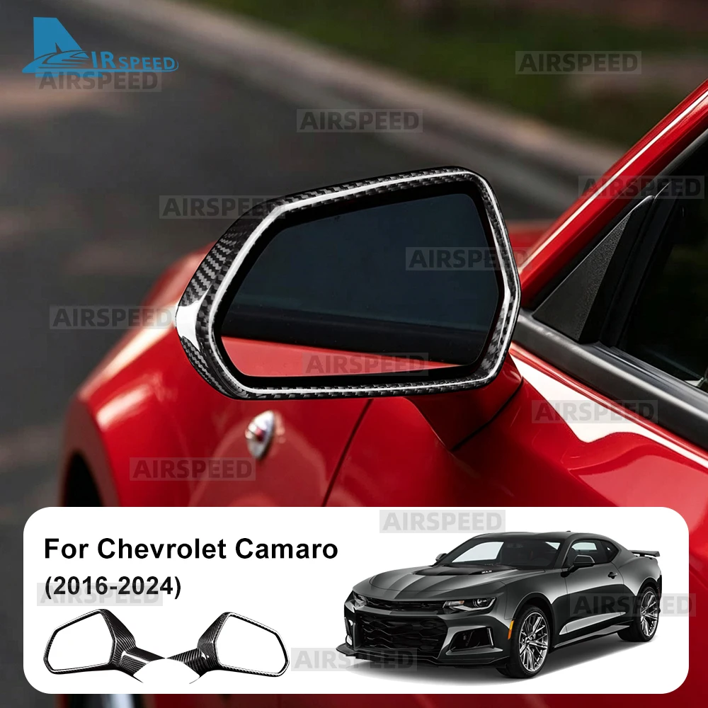 Real Hard Dry Carbon Fiber For Chevrolet Camaro 2016 2017 2018 2019 2020 2021 2022 2023 2024 Rearview Mirror Front Frame LHD Car