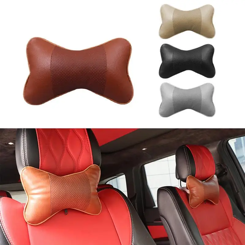 

Car Headrest Pillow Auto Seat PU Leather Removable Headrest Pillow Flexible Neck Pillow For Travel Daily Life Neck Protection