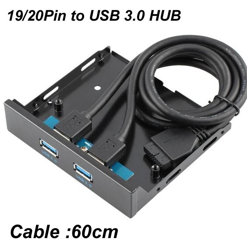 NEW 2026 20 Pin 2 Port USB 3.0 Front Panel 3.5 inch Hub Expansion Cable Adapter Metal Bracket for PC Desktop Floppy Bay