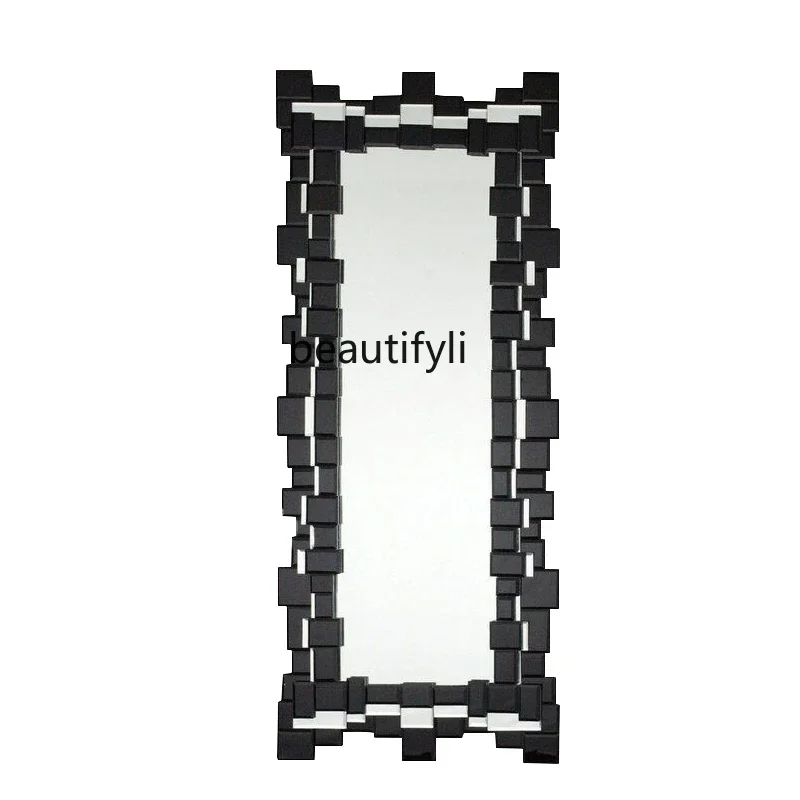 Design Sense FullLength Mirror Wall-Mounted Frameless Dressing Mirror Irregular Black Silver Mirror Stitching