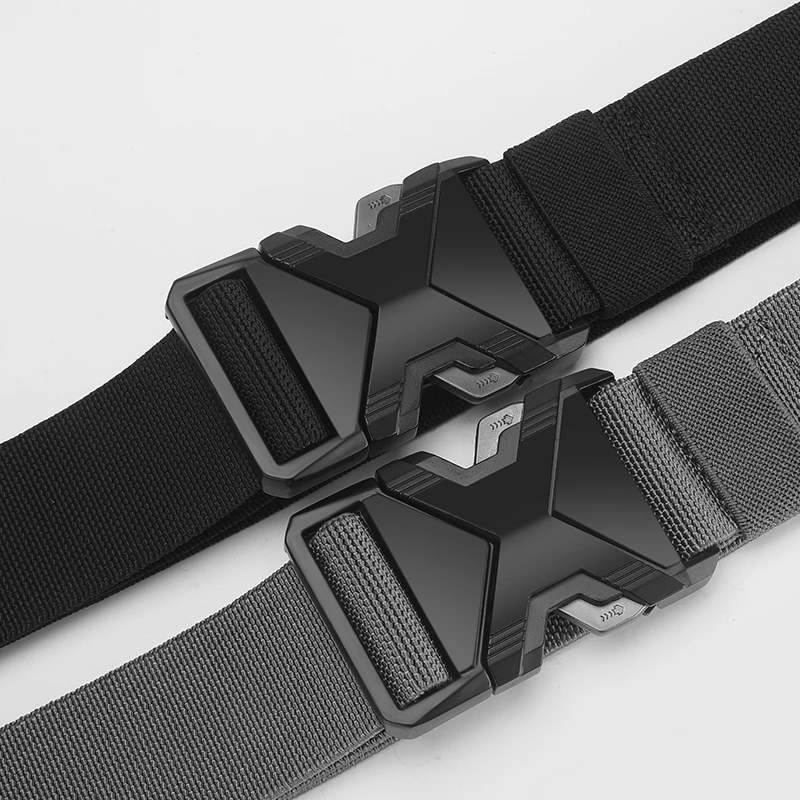 2pcs New Men's Automatic Buckle Canvas Belt Simple Outdoor Casual Woven Elastic Belt image 4