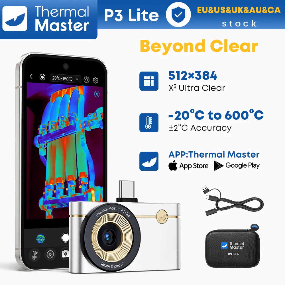 P3 Lite Thermal Imaging Camera 512*384 Razor Sharp X³ High Resolution Thermal Camera -20 ℃ to 600℃ for HVAC/ House/Leak Detect
