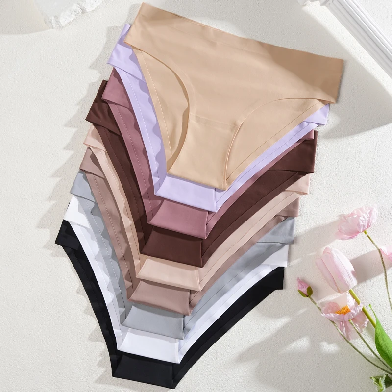 3PCS Sexy Traceless Low Waist Panties For Women Seamless Solid Color Elastic Breathable Underwaer Female Intimates Lingerie S-XL