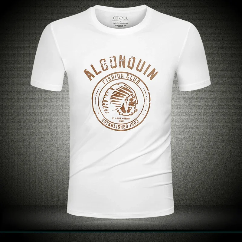 القطن المطبوعة قصيرة الأكمام تي شيرت رجالي المألوف الراقية الجولة الرقبة تنوعا عادية فضفاض كبير الحجم تي شيرتات رائع العصرية #2