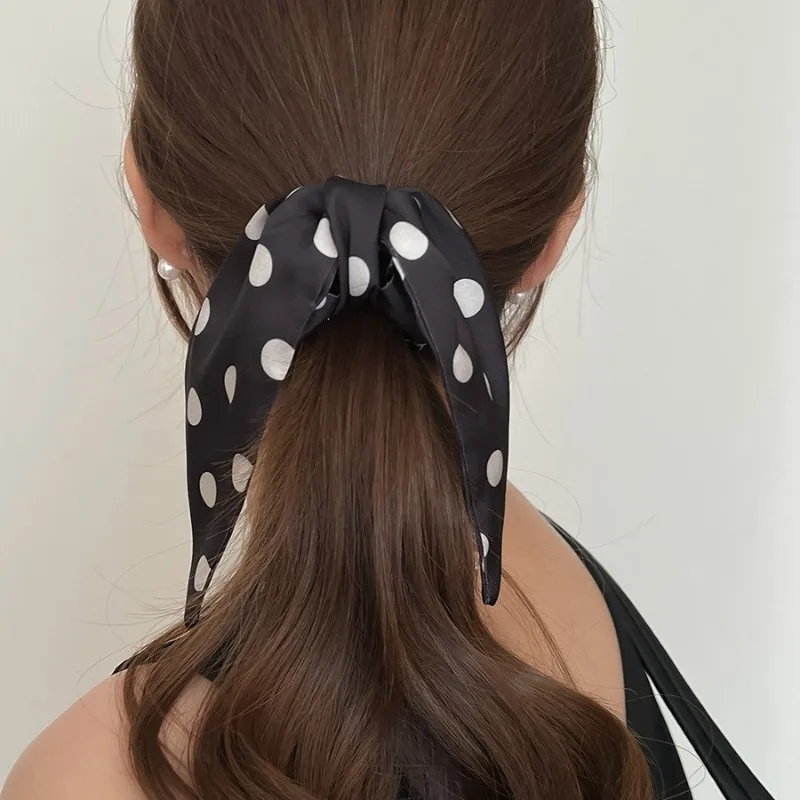 

Black White Polka Dot Bow Hair Claw 1Pc Vintage Ponytail Clip Strong Hold Non Slip for Daily Updo Cute Fashion Hair Accessory