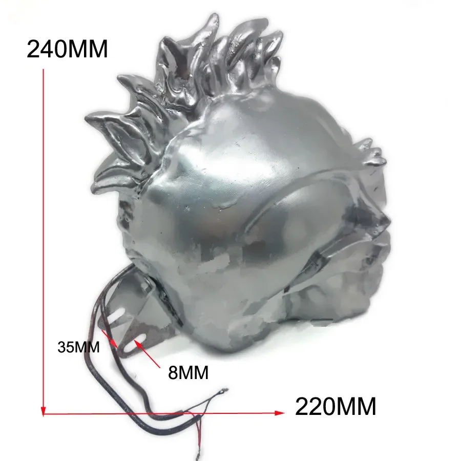 Silver Motorcycle LED Skull Head Light Hi/Lo Beam Headlight Lamp For Cruiser Chopper Bobber Touring Custom