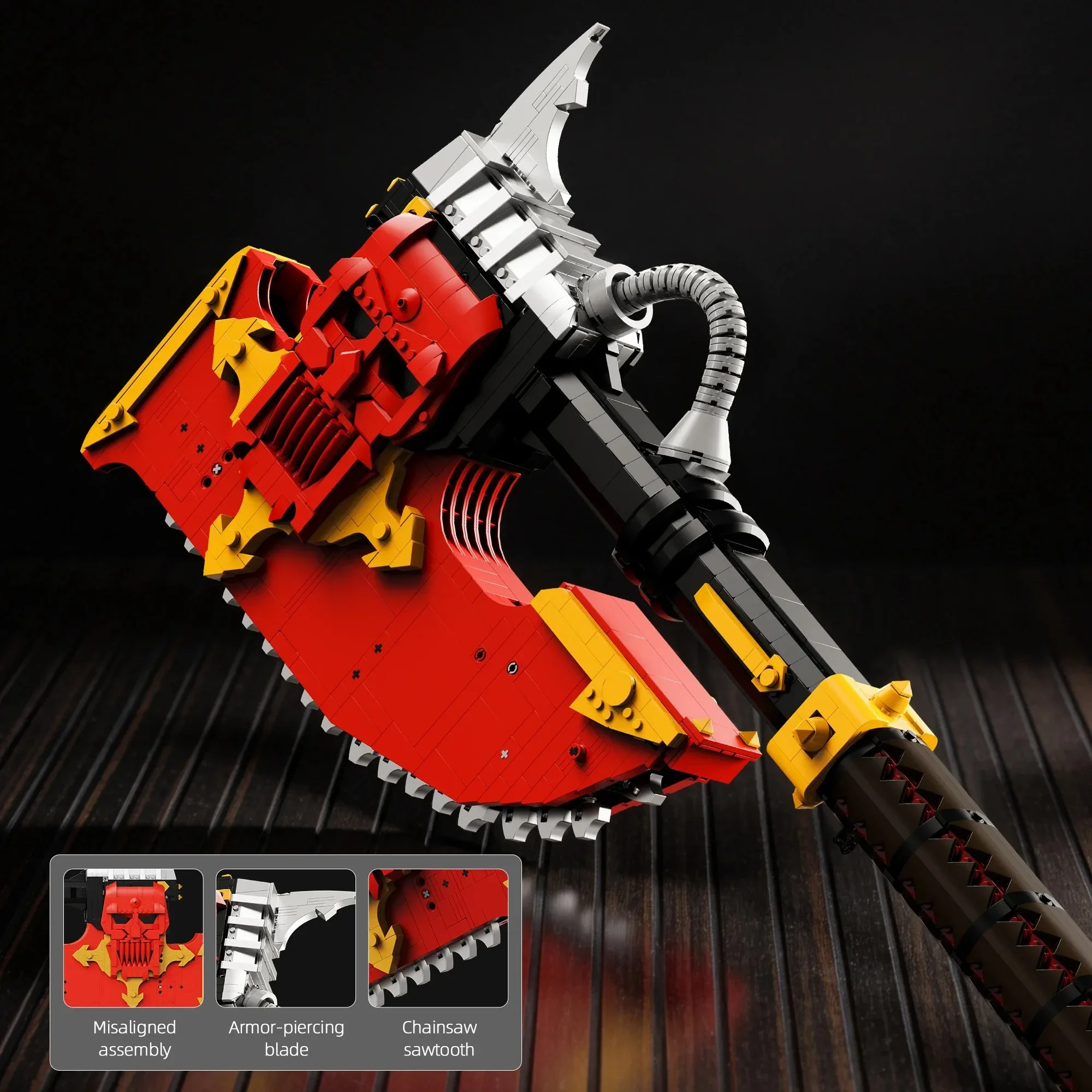 Chainsaw Battle Axe Building 2371PCS  Block Toy, comes with a power module, a cool and fun family assembly game and collectible