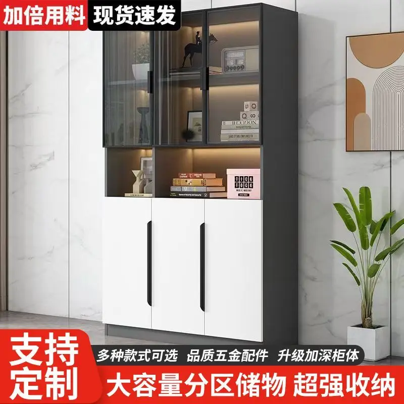 Custom. Display Cabinet Floor Glass Door Hand-Made Storage Cabinet Wall Bookshelf Dust-Proof Cabinet Storage Multi-Layer
