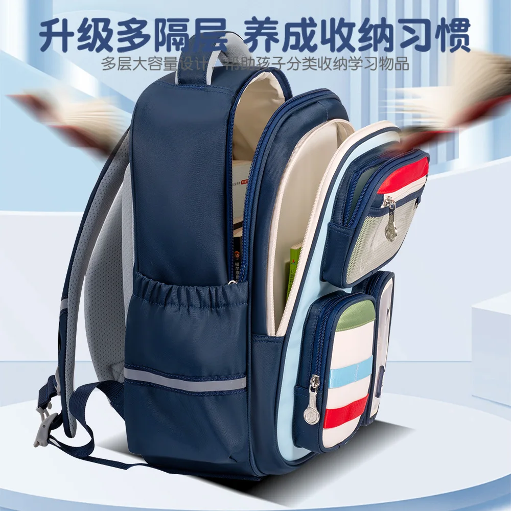 Tas Ransel Ergonomis Pelindung Tulang Belakang untuk Anak-Anak, Tas Sekolah Kartun Lucu untuk Anak Laki-Laki Perempuan, Tas Buku Anak dengan Penyangga Punggung Berbantalan