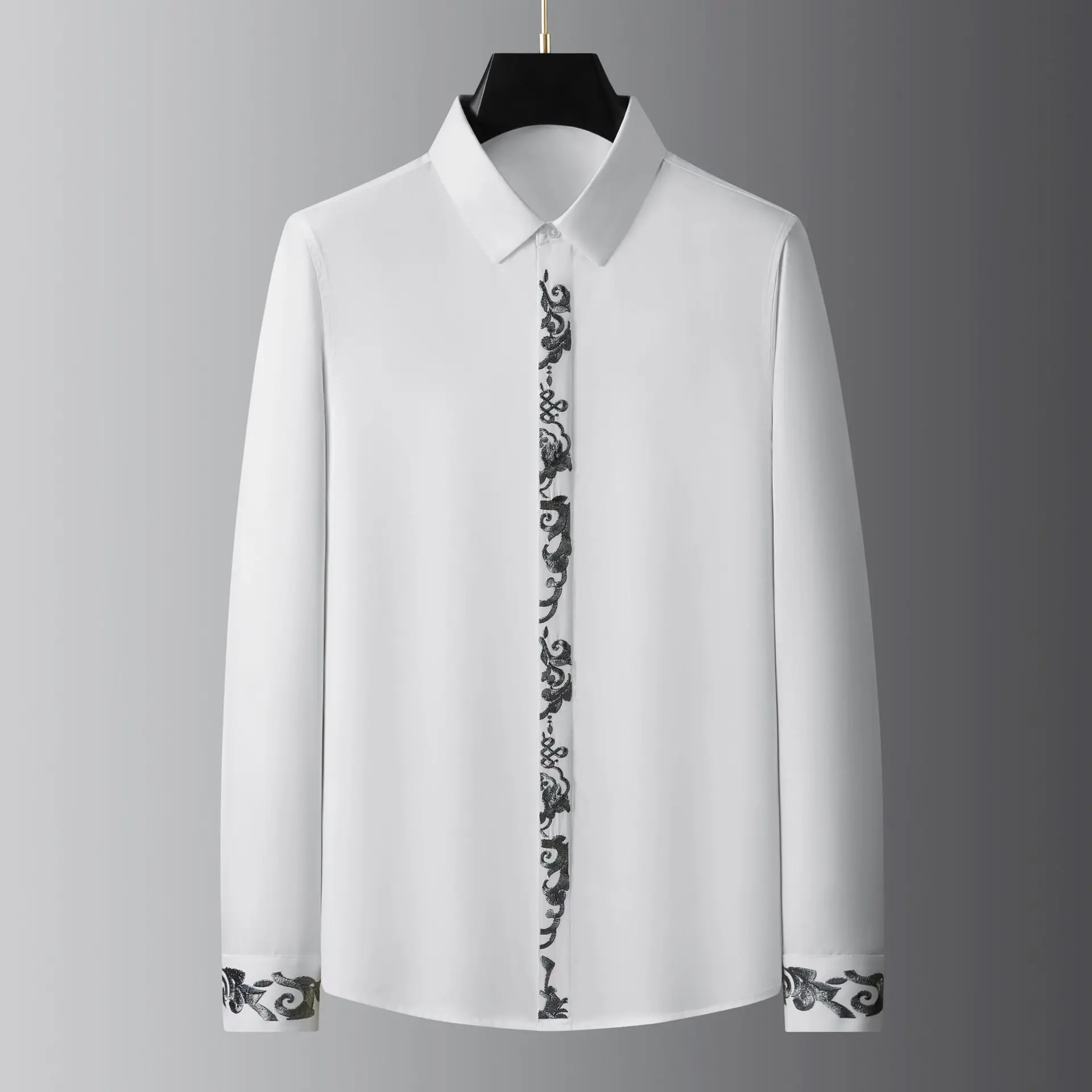 Placket Cuffs Men Long Sleeve Shirt Fashion Spring Autumn