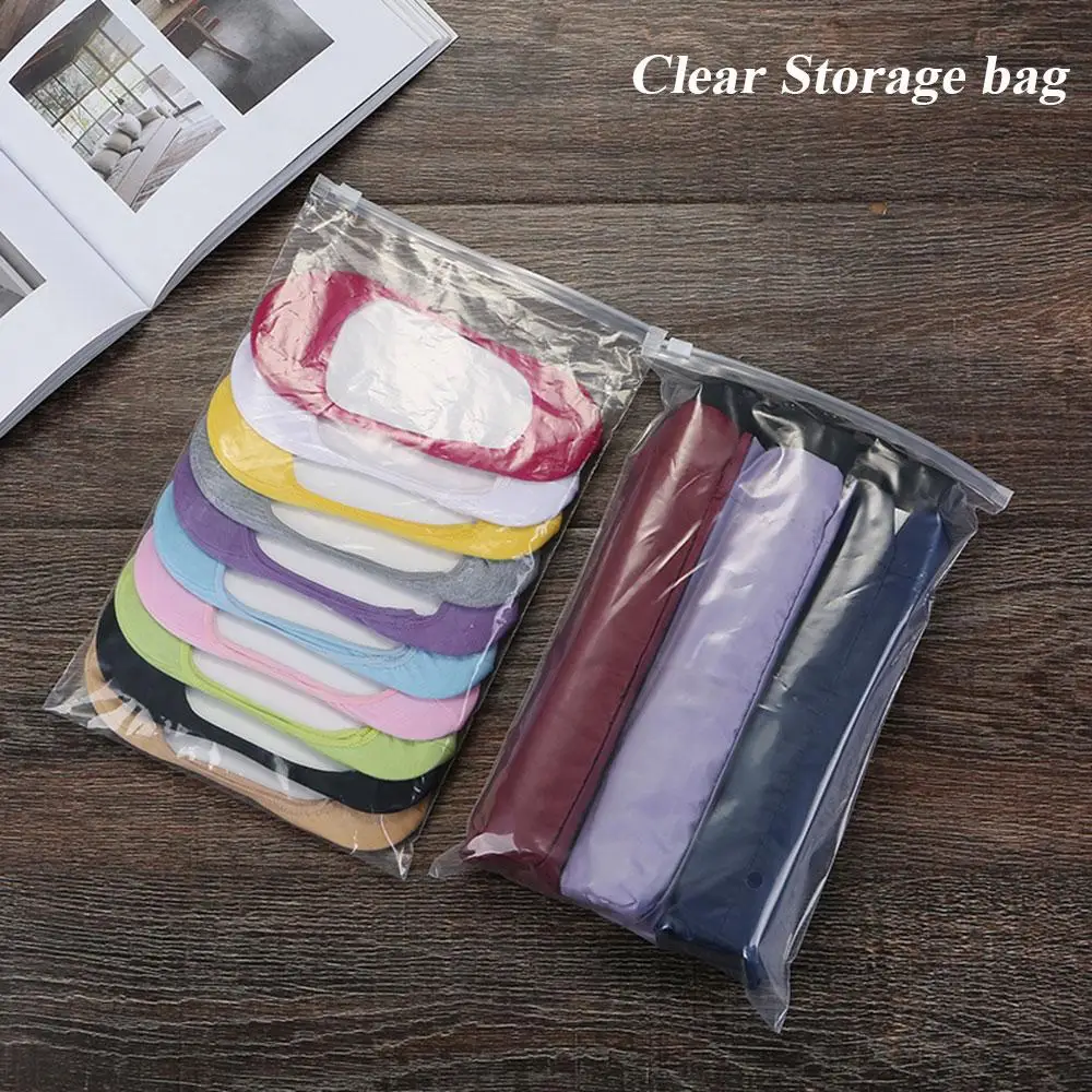 5PCS Portable Waterproof Cloth Organizer Clear Transparent Plastic Bag Zipper Lock Storage Pouch