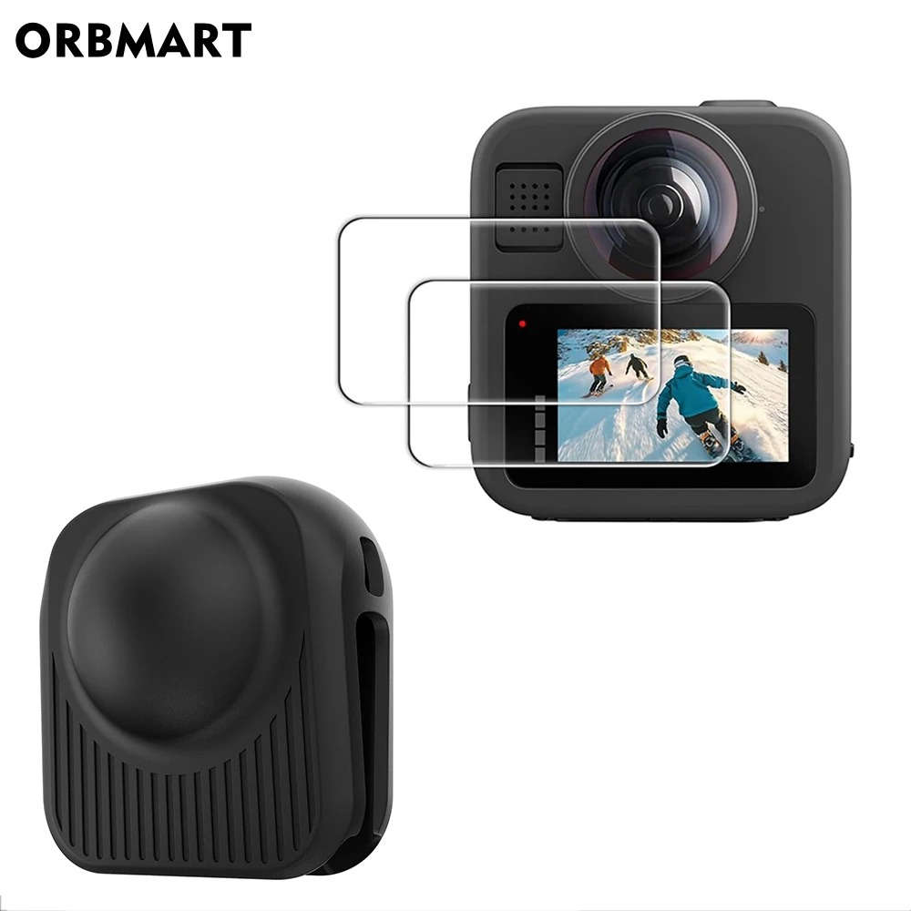 For GoPro MAX 2 Silicon Case Lens Cap Silicone Cover Tempered Glass Screen Protector Protective Case for GoPro Max2 Accessories