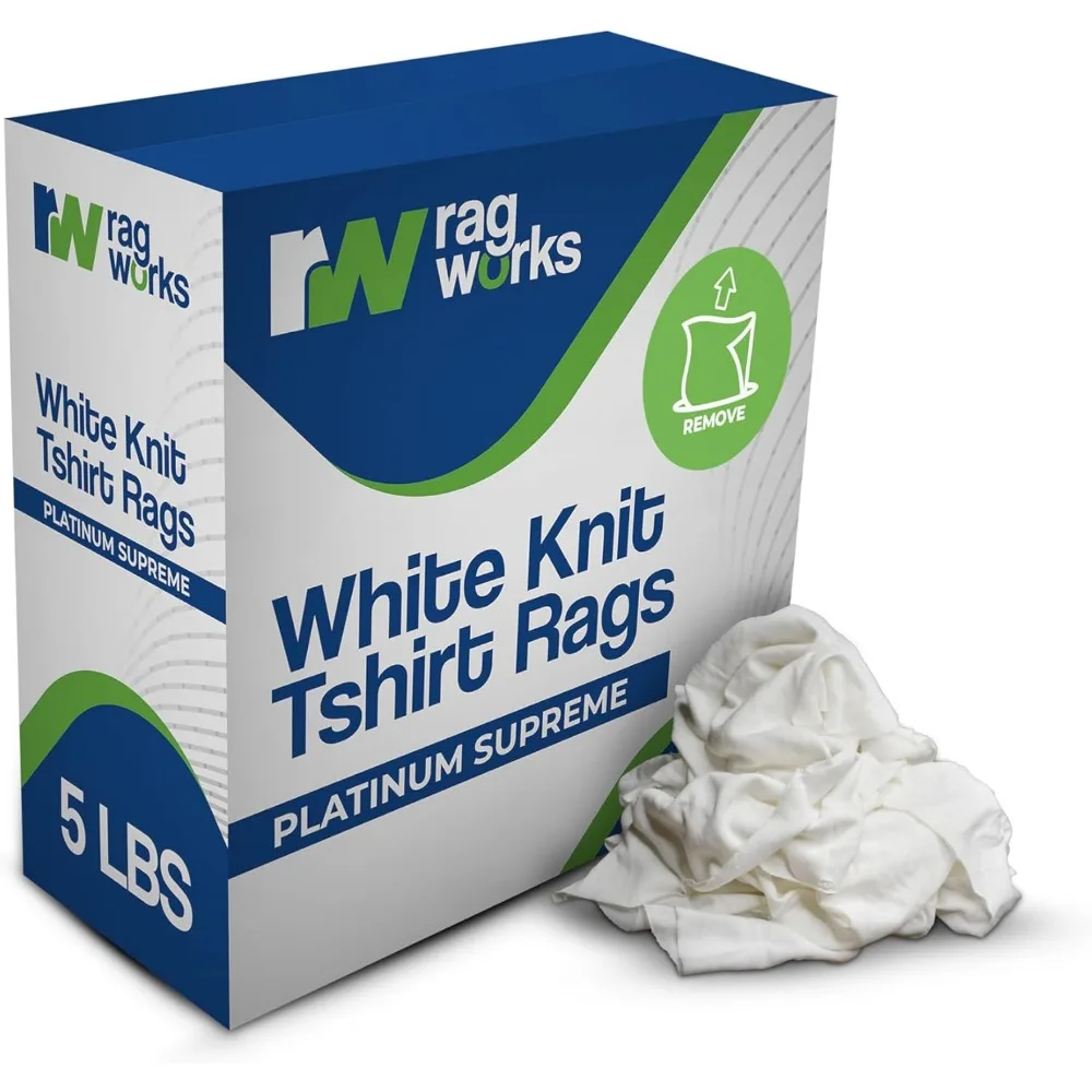 

Прочные хлопково-полиэстеровые тряпки для уборки, 2,27 кг, белые, впитывающие, для гаража, кухни, от жирных пятен