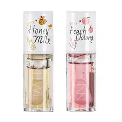 Korean Kawaii Lip gloss Honey Peach Lip Oil Long Lasting Non-sticky Moisturizing Vitamin E Lip Tint Lip Plumper Lip Care Serum