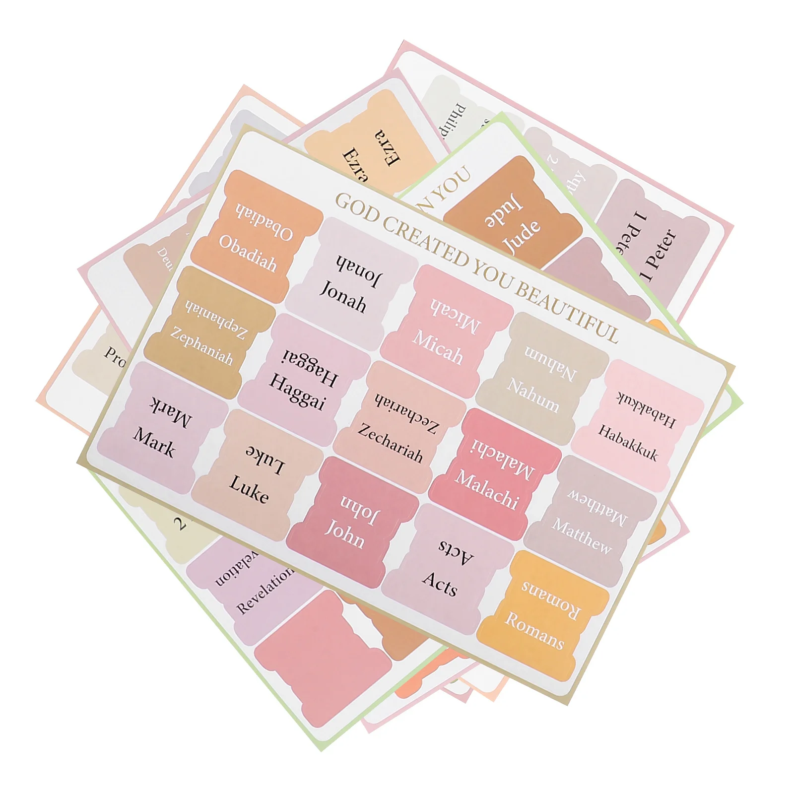 

5 Sheets Bohemian Style Bookmarks Page Tabs Bible Index Labels Clear Font Stickers For Study Bible Book Accessories