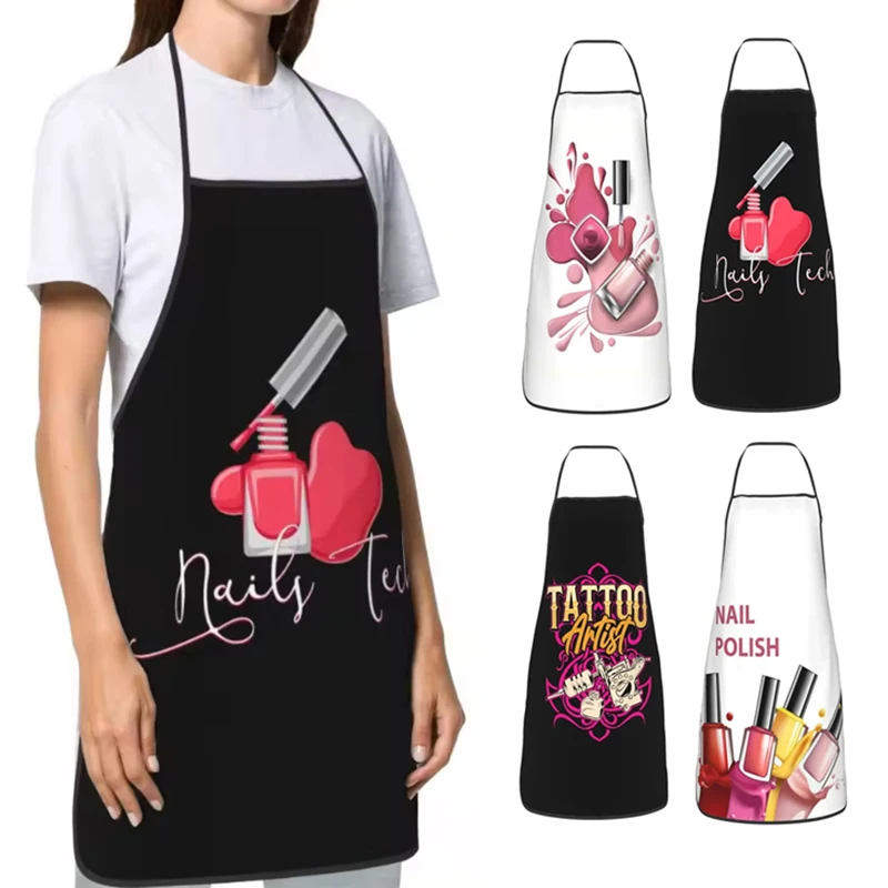 

Unisex Fashion Nail Polish Bib Apron 52x72cm Adult Women Men For Kitchen Waterproof Nail Products Finger Manicure Tech Painting