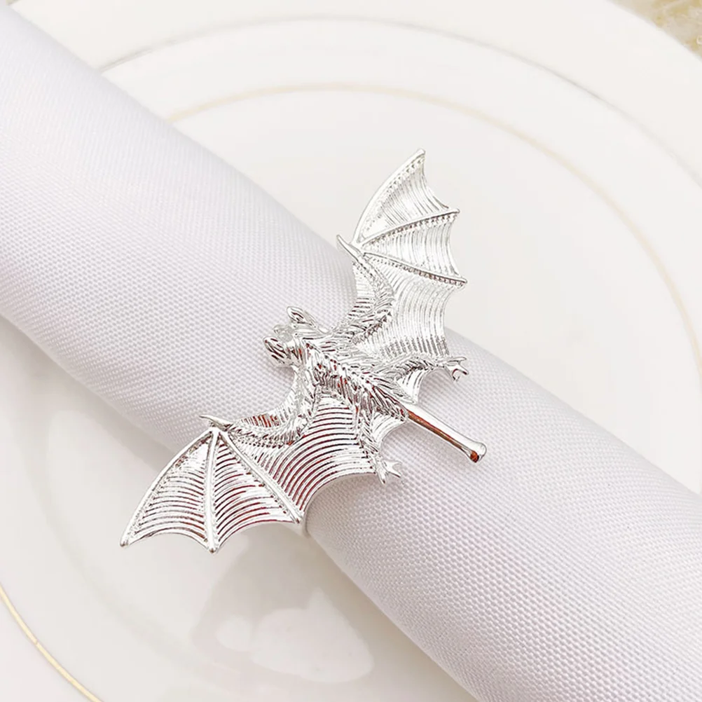 

4 Pcs Napkin Ring Bat Halloween Party Decorations Shaped Holders Dining Room Table Napkins Rings Buckles Alloy Banquet