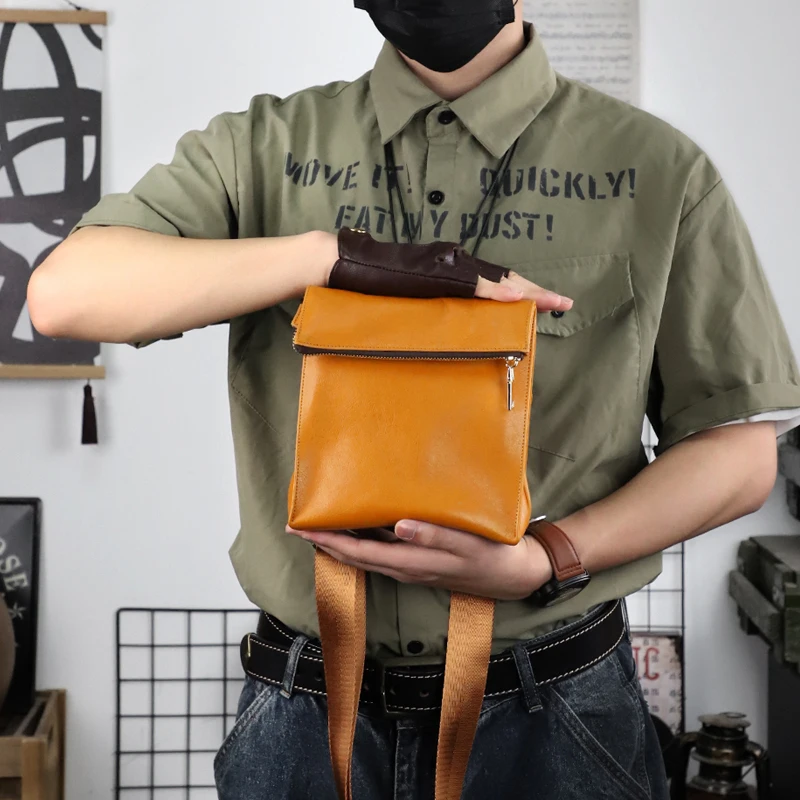 Fashion Genuine Leather Men Shoulder Bag Crossbody Messenger Bags For Male Outdoor Sling Bags