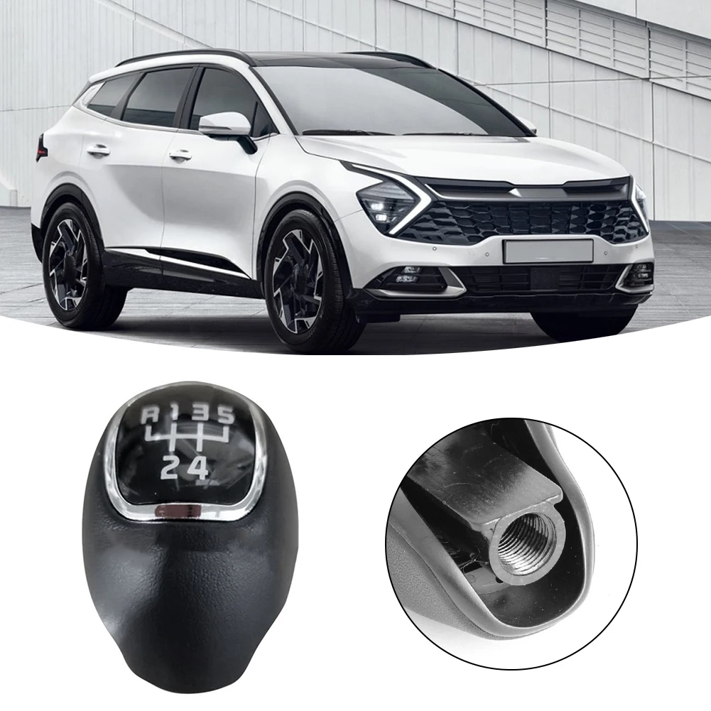 Car Modification Black Leather Gear Shift Knob Wear-Resistant Design 5 Speed Gear Knob Anti-Corrosion Features