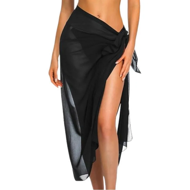 Women's Sarong Swimsuit Smock Chiffon Long Bikini Wrapped Transparent Beach Swimsuit Beach Bikini Women Sexy Belly Dance Skirts