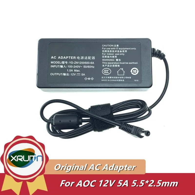 

Genuine YD-ZN1200500-6A 12V 5A 60W 4.16A 5.5x2.5mm ADPC1260AB ADPC1260AT AC Adapter For PHILIPS AOC Monitor Power Supply Charger