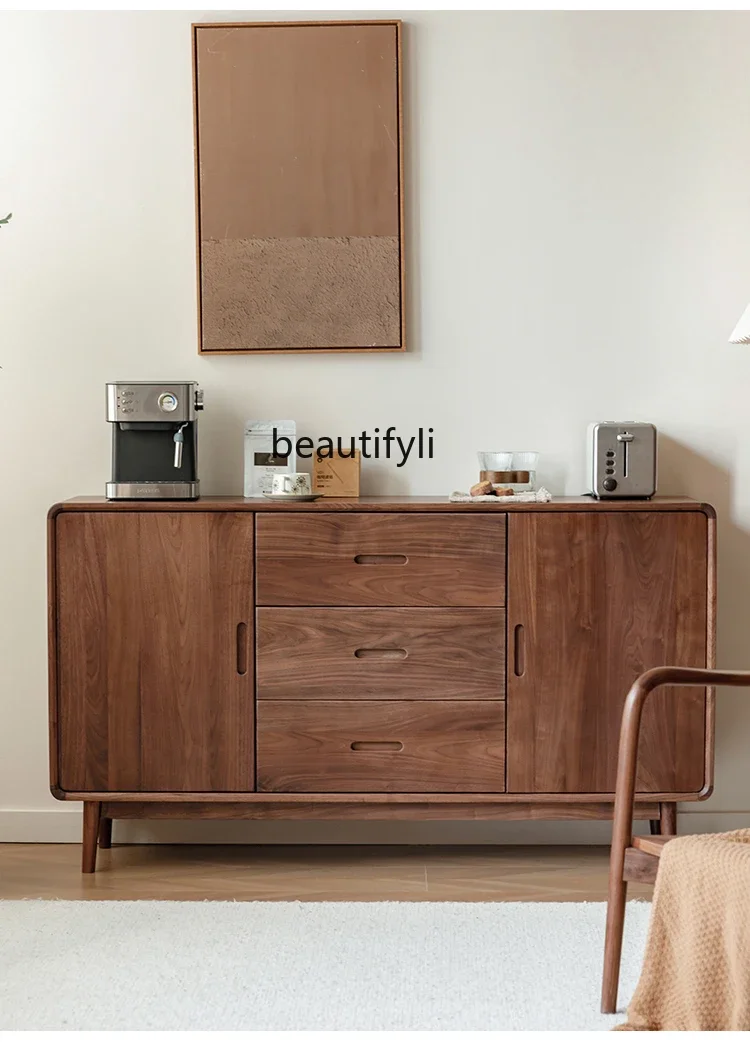

Nordic solid wood dining side cabinet North American black walnut locker living room dining room storage cabinet6239