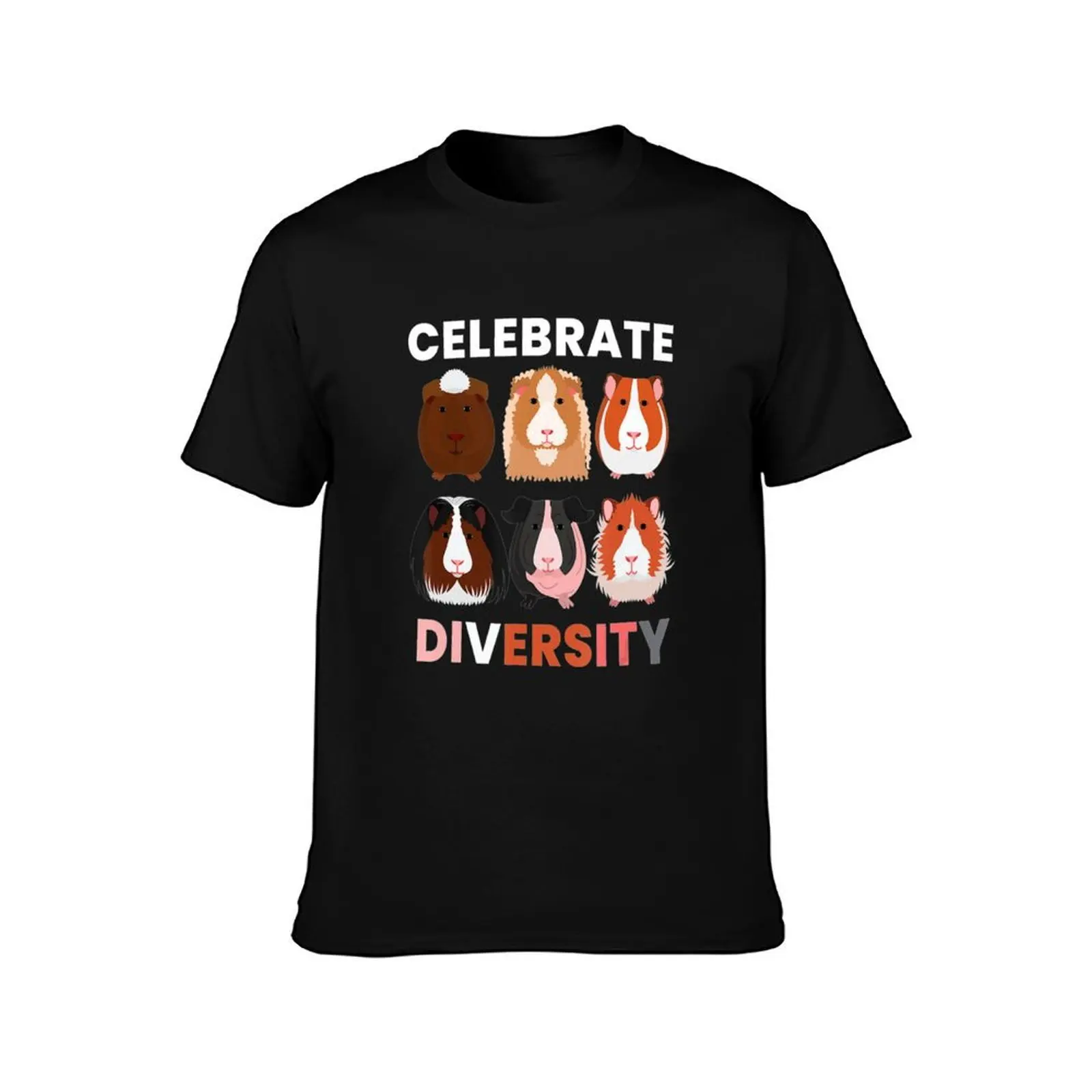 Celebrate Diversity I Rodent Animal Guinea Pig T-Shirt, Summer Casual Cotton Tee, Oversized Streetwear Tops, Unisex Men Women