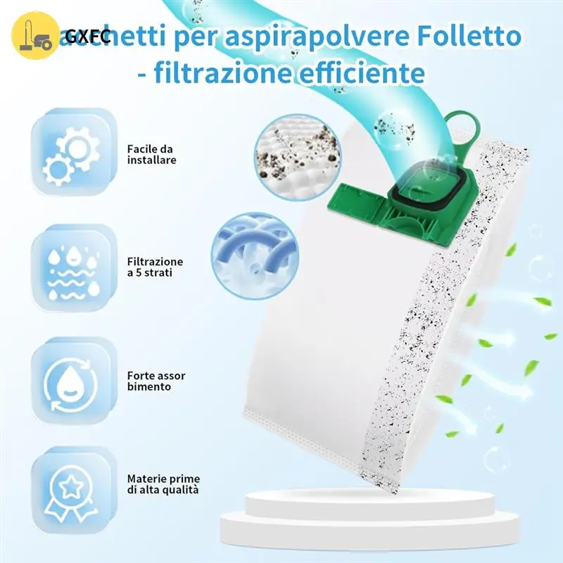 10Pcs Vacuum Cleaner Bags For Vorwerk Kobold VK140 VK150 FP140 FP150 With 2 Filters