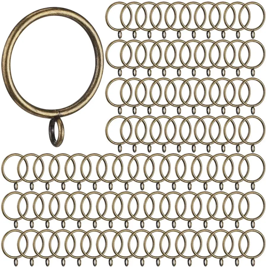 

100 Pcs Metal Curtain Rings with Eyelet 1.5inch Inner Diameter Eyelet Curtain Rings for Drapery Clips Hooks for Sliding Window B