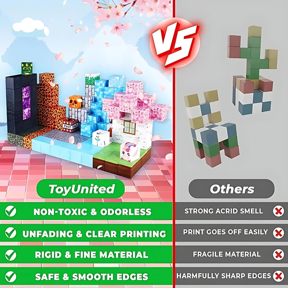 الجذعية الحسية ​ مجموعة مكعبات بناء مغناطيسية لغابة الصغارة الإبداعية، مادة ABS، لعبة عيد الميلاد لأعياد الميلاد للأطفال المثاليين 3+