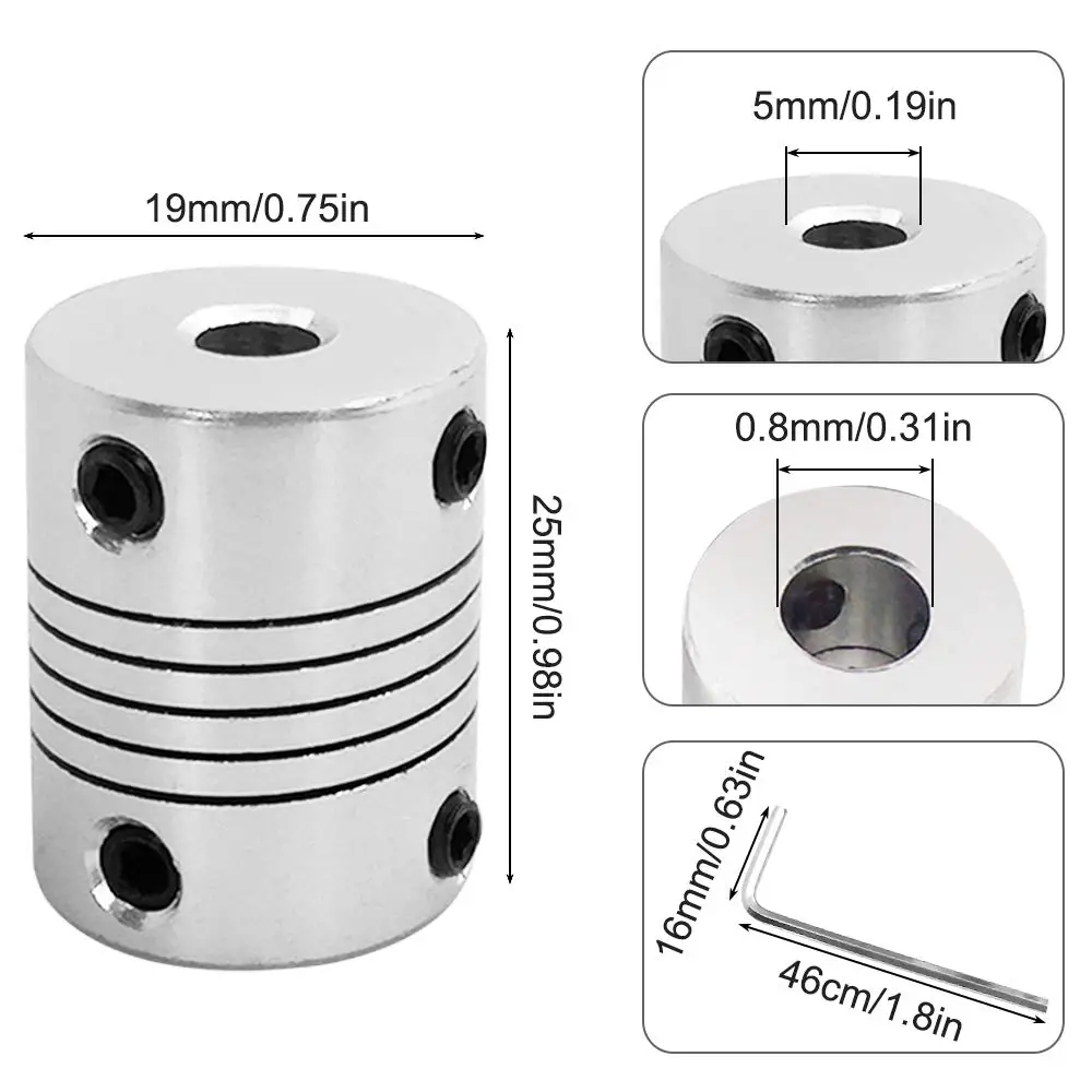 5pcs Creality Original D19xL25 Aluminium Flexible Jaw Shaft Coupling Flexible Couplings 5mm to 8mm for NEMA 17 Stepper Motors