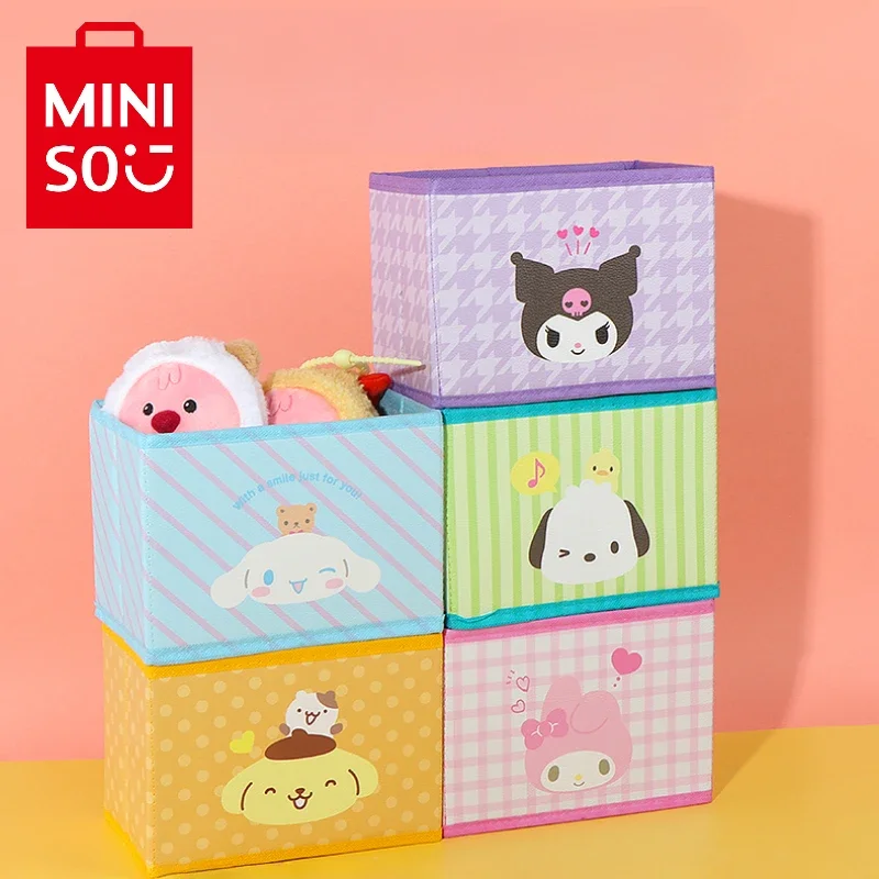 Miniso Sanrio Series My Melody Folding Classification Item Storage Box Cinnamoroll Miscellaneous Storage Organizing Box Gifts