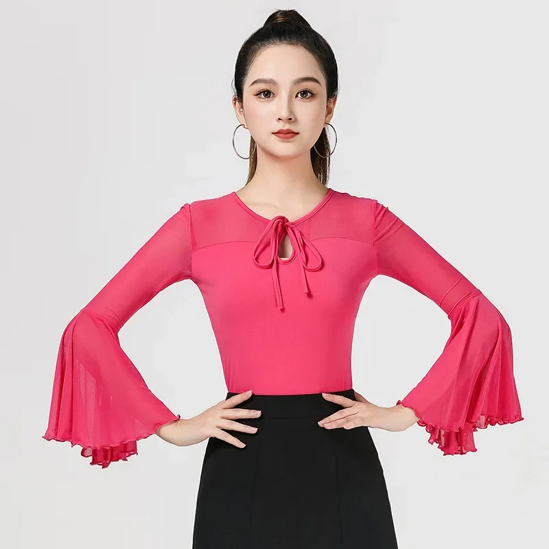 Women's Dance Suit Top Samba Latin New Top Professional Performance Dance Practice Line Dance Clothing Party Dresses Mesh Tops