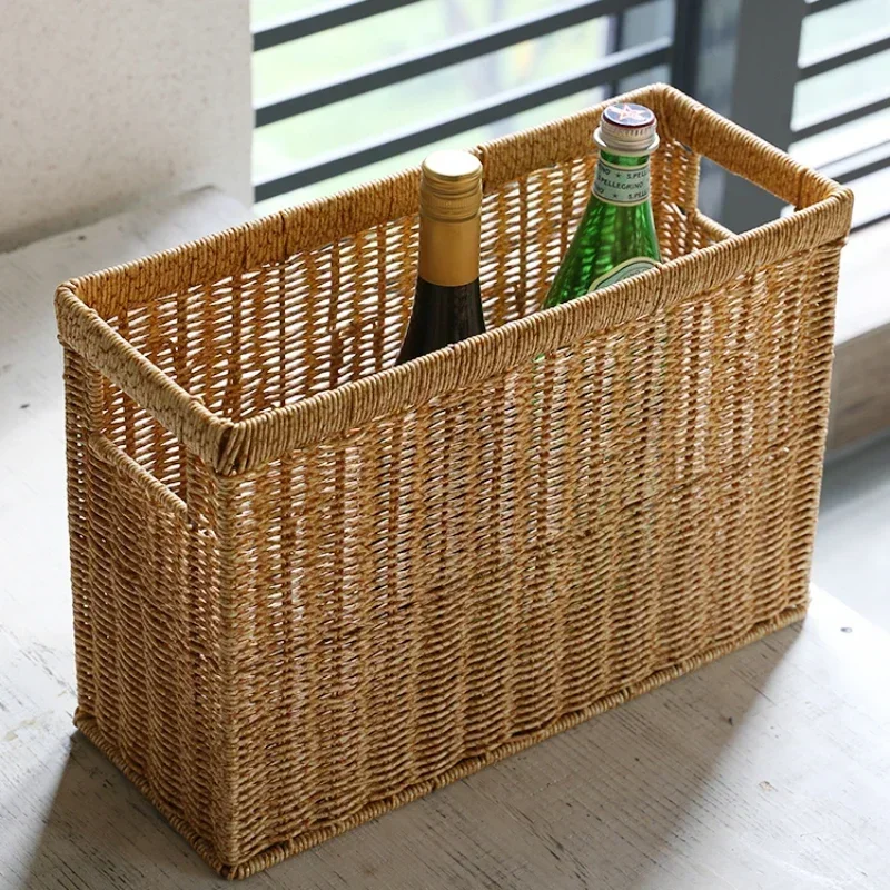 Elegant Rattan Magazine Basket Imitation Rattan Design, Ideal for Toys, Calligraphy and Painting Storage, Versatile Basket