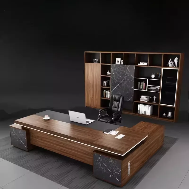 Brown Strong Executive Desk Asthetic Wooden Luxury Drawers Office Desks Cheap Modern Large Mesa De Escritorio Office Furniture