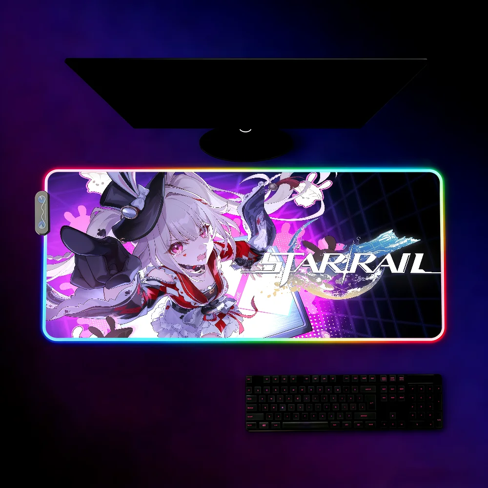 

Honkai Star Rail Mouse Pad Waterproof RGB LED Light Colorful Game Keyboard Non-slip Cover Desk-mat Surface