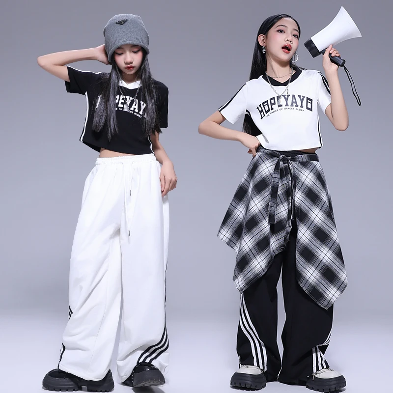 소년 티셔츠 카고 바지 어린이 소녀 힙합 자르기 탑 스트리트 댄스 복장 어린이 여름 streetwear 어린이 춤 의류 세트