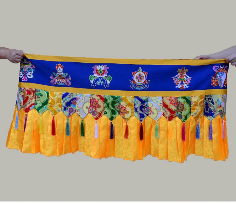Buddhist supplie Custom made Buddhism family Temple Embroidery Eight auspicious Altar table Enclosing curtain Table cover