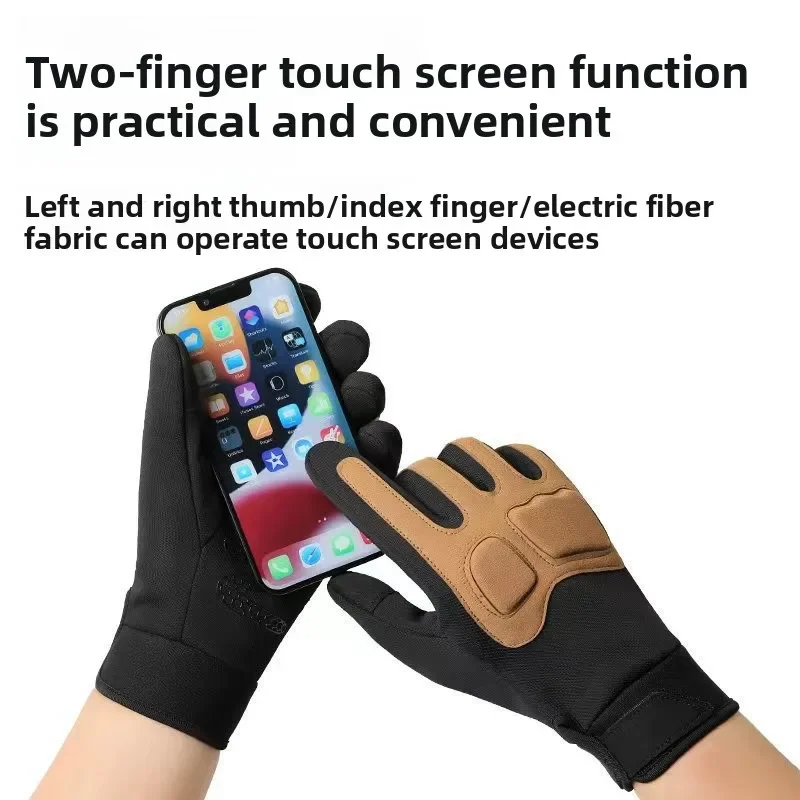 قفازات ركوب الدراجات الشتوية المبطنة بالصوف - قفازات لمس مقاومة للرياح ومقاومة للماء للرجال