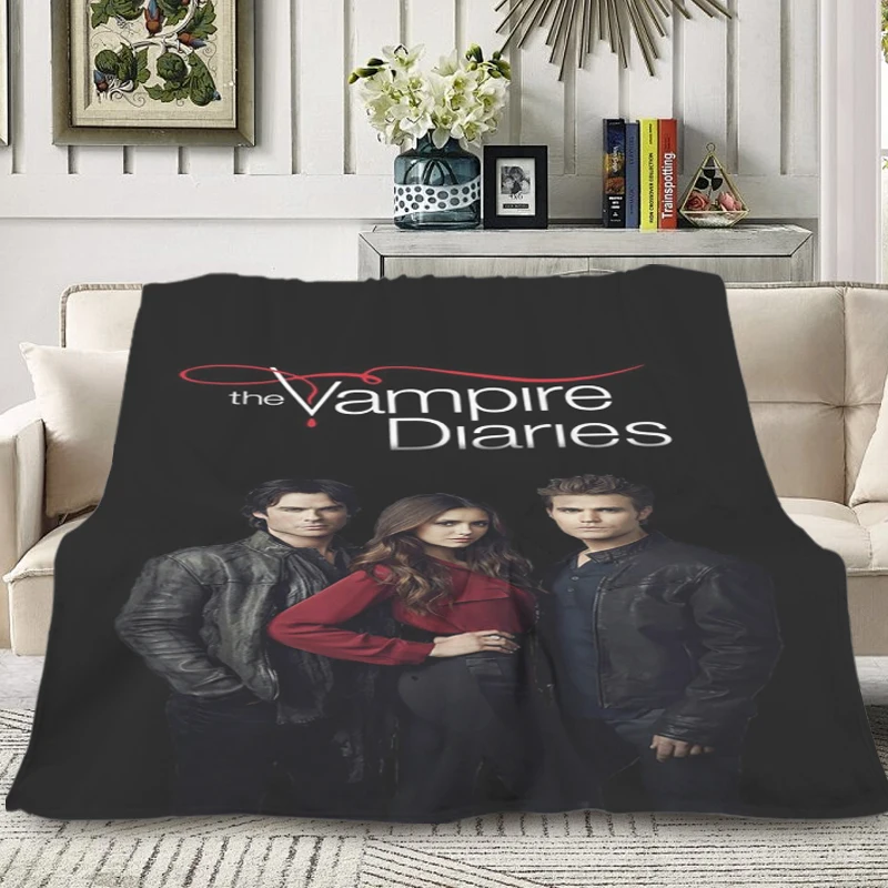 Custom Blanket T-The Vampire Diariess Sofa Winter Fluffy Soft Blankets Microfiber Bedding King Size Blanket Warm Knee Bed Fleece