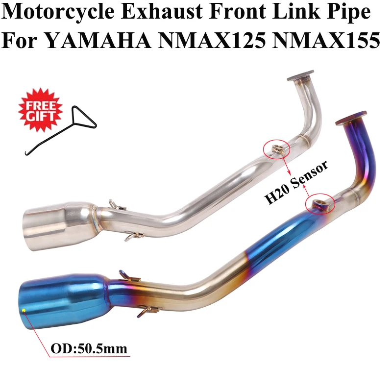 Slip On For Yamaha NMAX 125 155 NMAX125 NMAX155 2021 Motorcycle Front Mid Link Pipe 51MM Escape Exhaust Stainless Steel Muffler