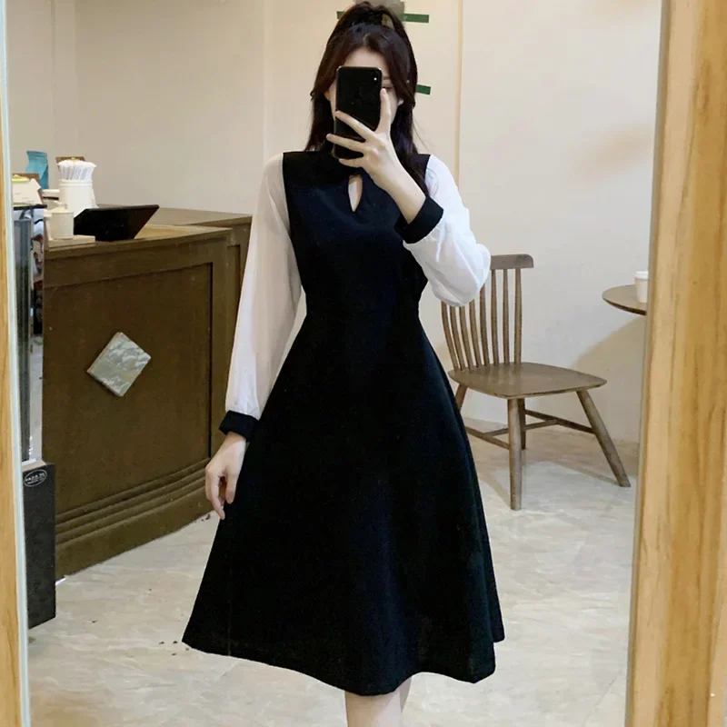 Waist-Fitted Slimming Age-Reducing Abdomen-Covering Elegant High-End Dress Autumn Winter New Women's Korean Skirt