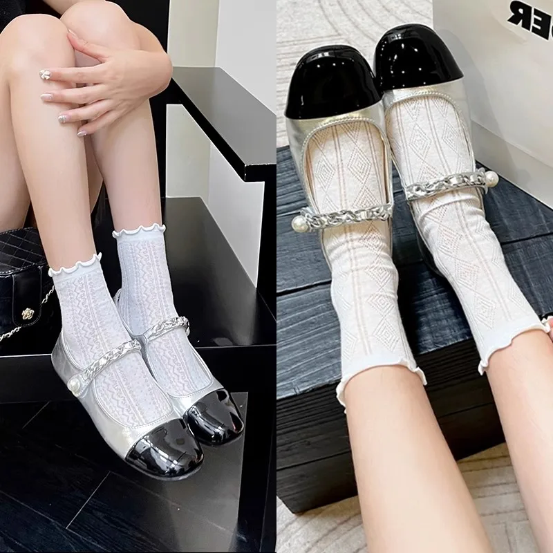 

Женские кружевные носки, модные сексуальные носки для женщин, летние однотонные полые мягкие милые длинные носки для женщин, тонкие сексуальные сетчатые носки