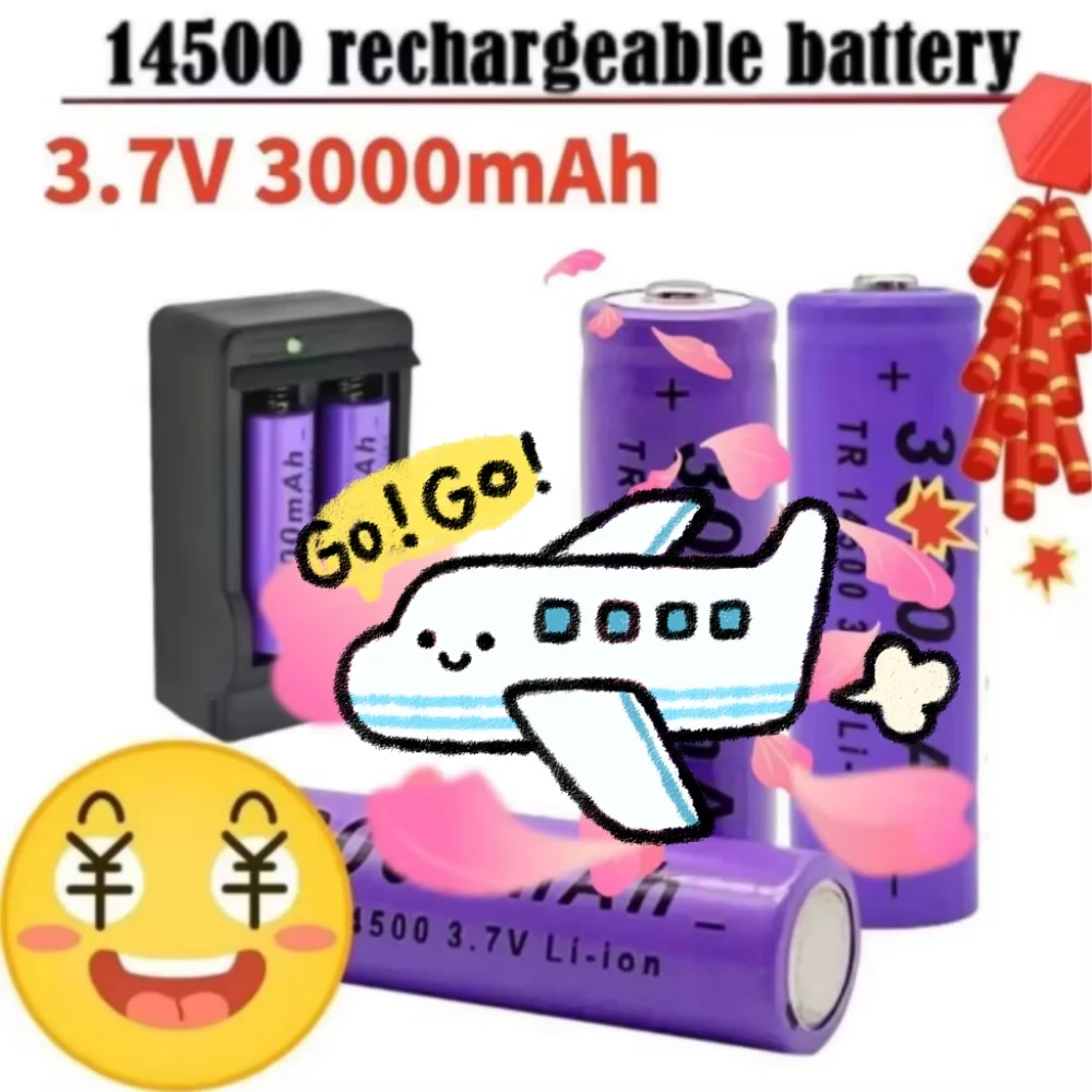 

AA Size Rechargeable Lithium-Ion Battery 3000mAh 3.7V High Capacity for Radios Microphones Electric Toys Compatible with 14500